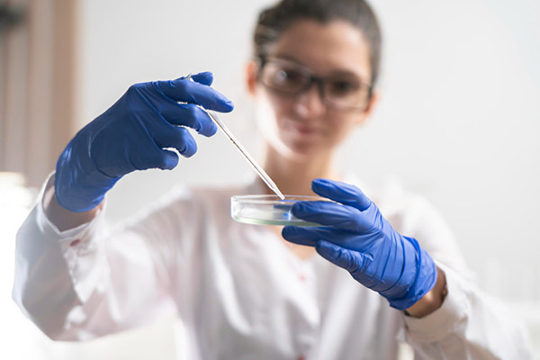 foto de cientista fazendo análise em placa de petri